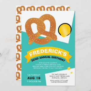 Amusante Anniversaire Pretzel Party Invitation