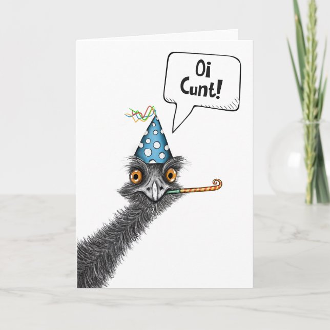 Amusante carte d'anniversaire Aussie Emu (Devant)