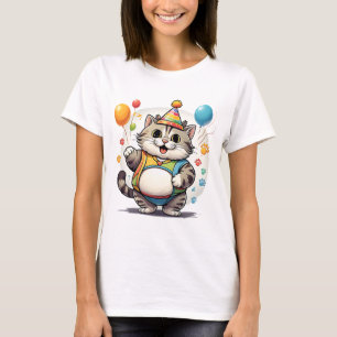 Amusante Chubby Cat Party T-Shirt mignonne Danser