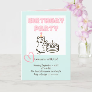 Amusante et mignonne Cat&Cake Invitation d'anniver
