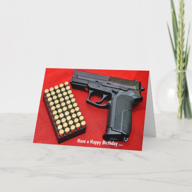 Amusante Humour Gun Carte d'anniversaire (Devant)