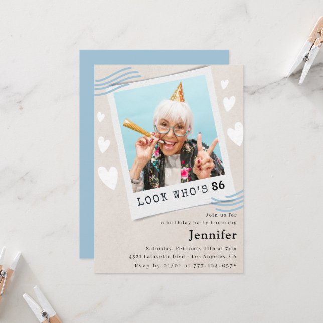 Amusante invitation à 86e anniversaire Photo (Devant/Arrière en situation)