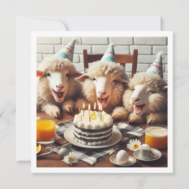 Amusante invitation d'anniversaire de mouton, anim (Devant)