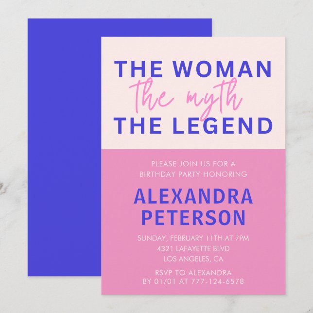 Amusante invitation de 60e anniversaire Femme Myth (Devant / Derrière)
