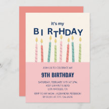 Amusante invitation de 9 ans Anniversaire Bougie