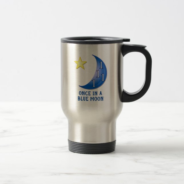 Amusante Lune Bleue Personnalisable Mug Voyage (Droit)