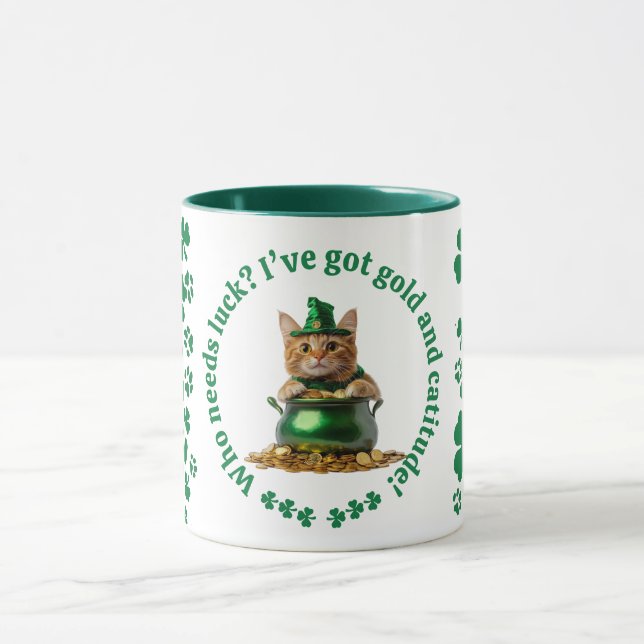 Amusante Mug de la Saint Patrick - Leprechaun Chat (Centre)