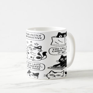 Amusante Mug de Motif de chat noir et blanc