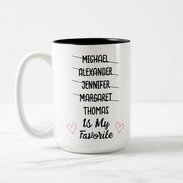 Amusante Mug enfant préféré avec 5 noms Cadeau per (Gauche)