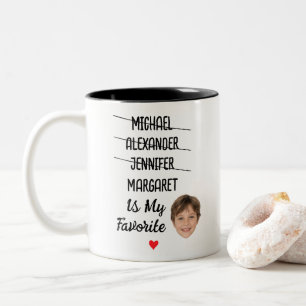 Amusante Mug Favorite Enfant avec 4 Noms et Photo