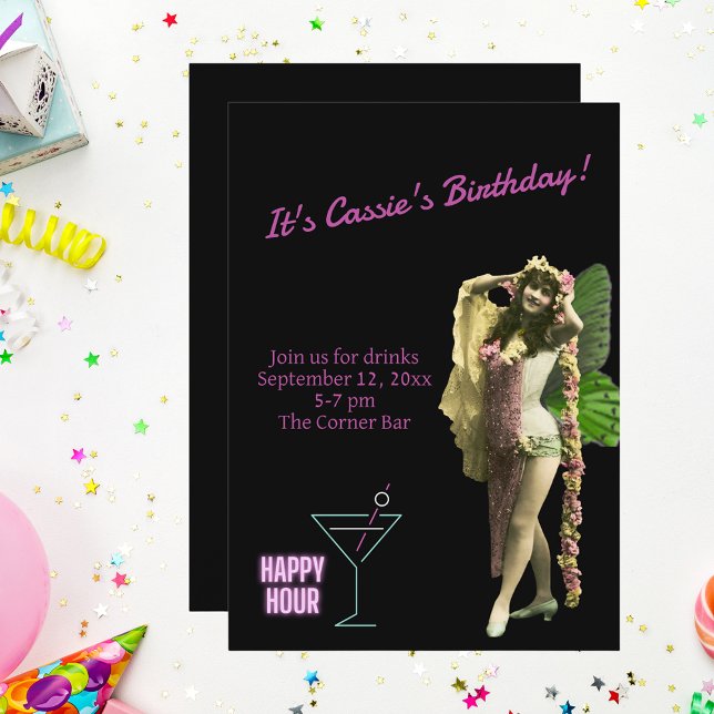 Amusante Vintage Papillon fille Invitation d'anniv (Créateur téléchargé)