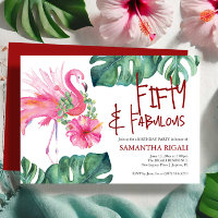 Amusants 50e anniversaire Invitation Flamant rose 