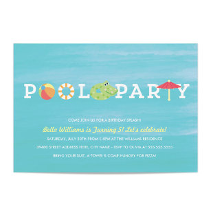 Amusants Anniversaire Pool Party Invitation