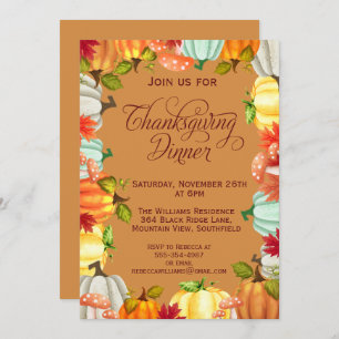 Amusants Citrouille Thanksgiving Diner Invitation