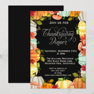 Amusants Citrouille Thanksgiving Diner Invitation