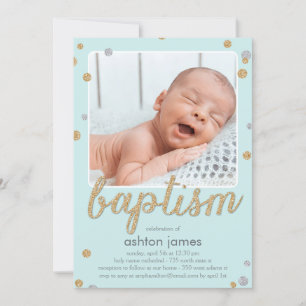 Amusants Confetti Baptême Invitation - Bleu