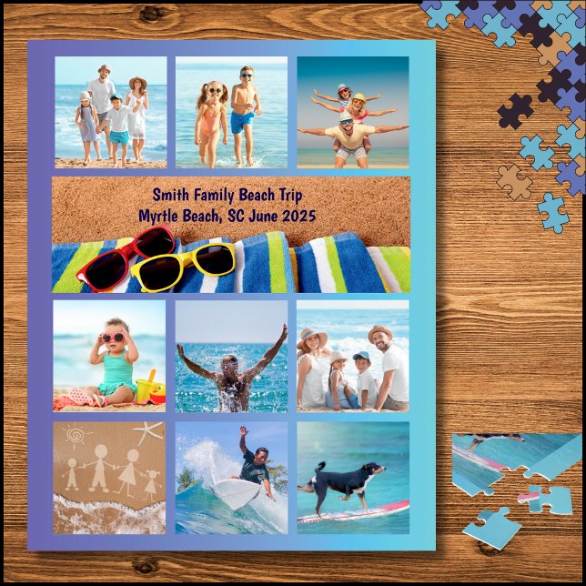Amusants Family Beach Vacances Photo Puzzle (Family Beach Trip Collage Memory Photo Puzzle)