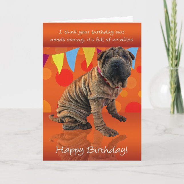 Amusants Shar Pei Carte Anniversaire Avec Humour A (Devant)