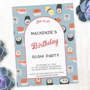 Amusants Sushi Anniversaire Fête Invitation