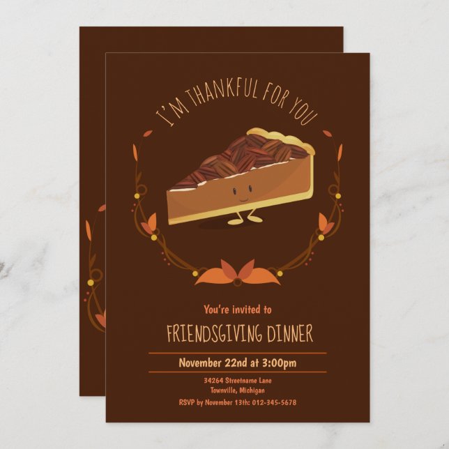 Amusement Amical Pecan Pie Holiday Invitation (Devant / Derrière)