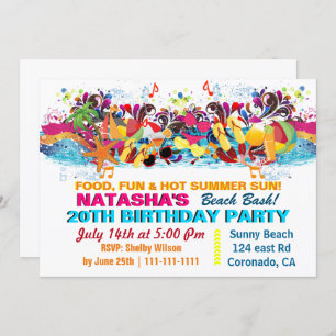 Amusement Beach Stuff Beach Fête Invitations