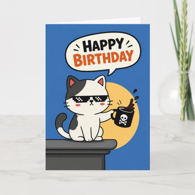 Amusement de chat cool Carte de voeux d'anniversai (Devant)