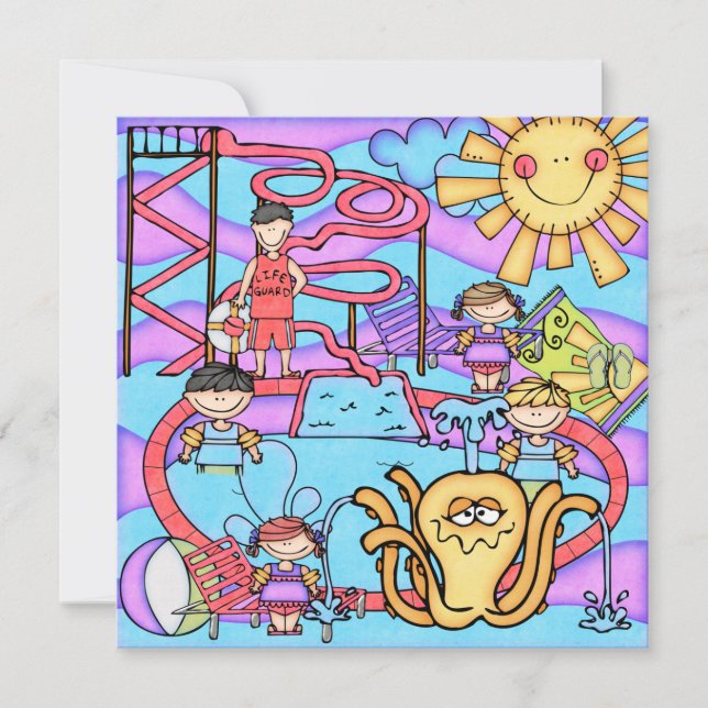 Amusement de parc aquatique Invitation d'anniversa (Devant)