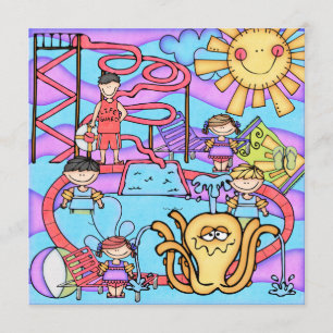 Amusement de parc aquatique Invitation d'anniversa