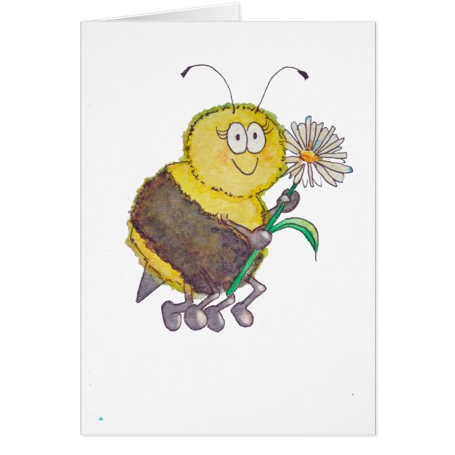 Amusement heureux de fleur d'abeille d'aquarelle (Devant)