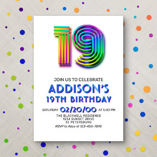 Amusement moderne 19e anniversaire Invitation