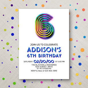 Amusement moderne 6e anniversaire Invitation