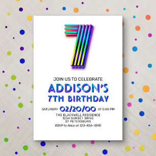 Amusement moderne 7e anniversaire Invitation
