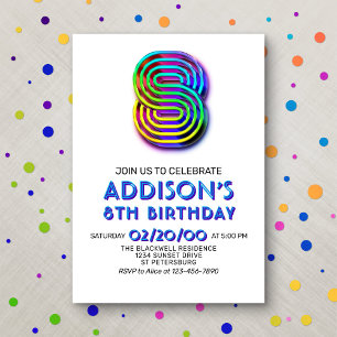 Amusement moderne 8e anniversaire Invitation