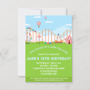 Amusement Park Anniversaire Fête Invitation