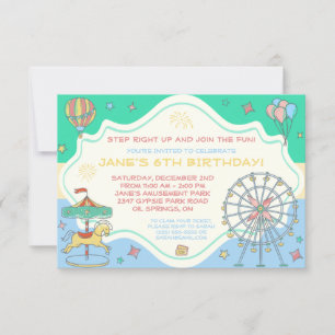 Amusement Park Anniversaire Fête Invitation