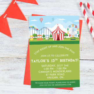 Amusement Park Birthday Party Invitation