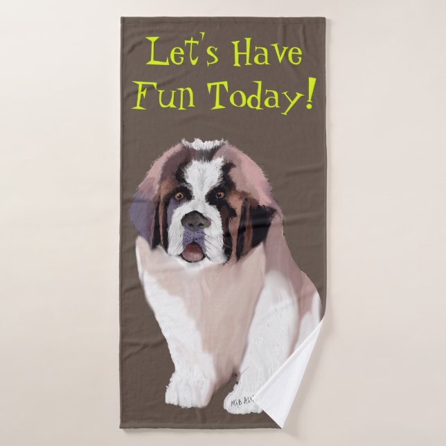 Amusons-nous aujourd'hui, St. Bernard Puppy Style (Serviette de bain)