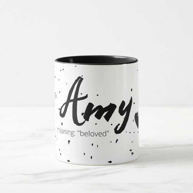 Amy Nom Signifiant Femmes Mug Minimal Noir Blanc (Centre)