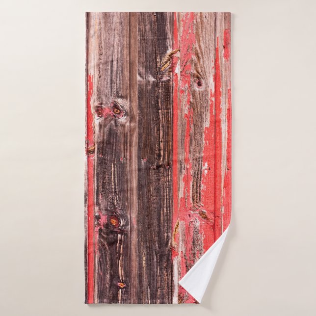 An old worn barn or antique wooden fence with chip (Serviette de bain)