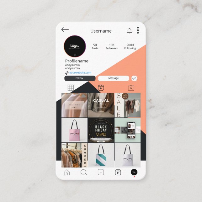 Analyse Instagram Carte de visite Pour Connecter L (Devant)