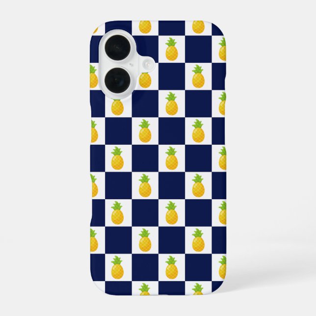 Ananas À damiers iPhone 16 coque (Verso)