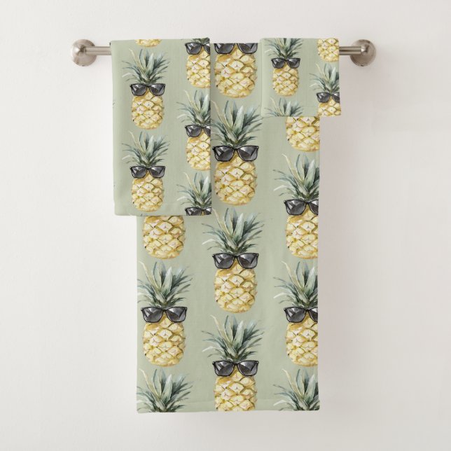 Ananas Aloha Tropical Vert avec Lunettes de Soleil (En situation)