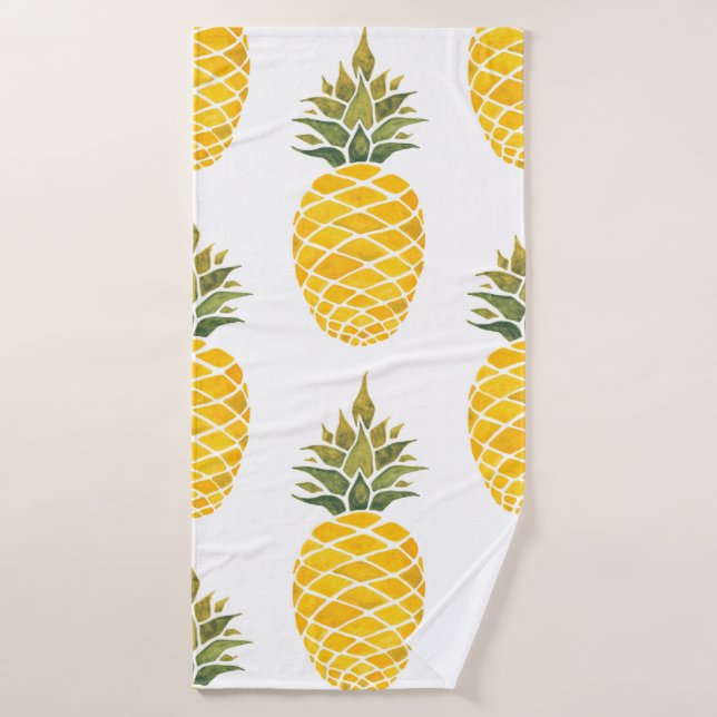 Ananas. Aquarelle peinture à la main w (Serviette de bain)