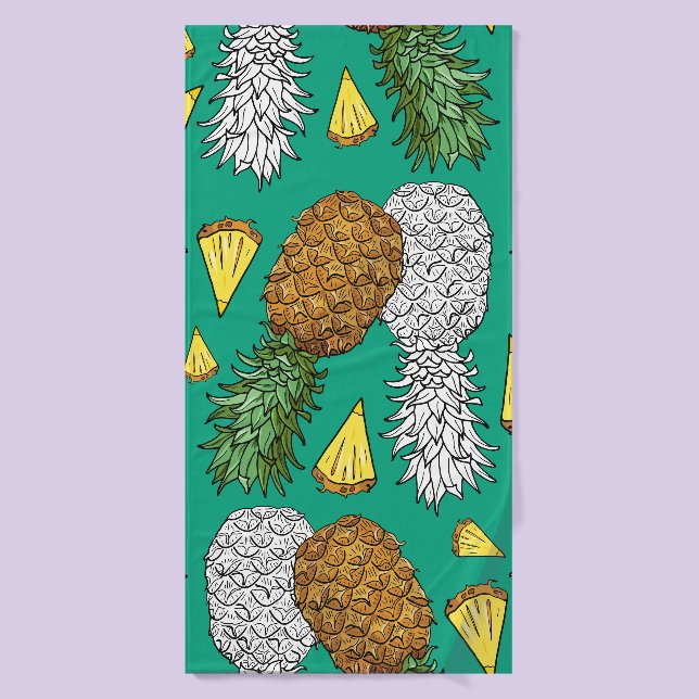 Ananas aux feuilles, petits morceaux. Pat sans joi (Serviette de bain)