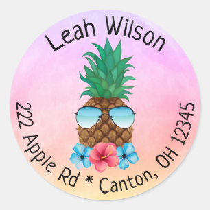 Ananas avec lunettes de soleil étiquette d'adress