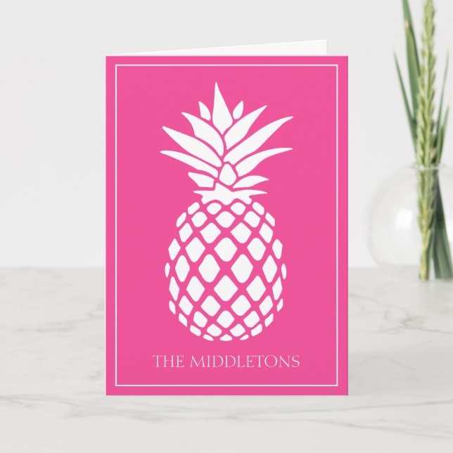 Ananas blanc preppy sur fond rose (Devant)