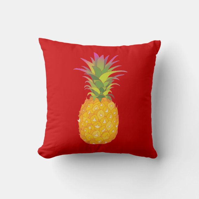 Ananas - coussin tropical rouge (Recto)