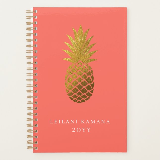 Ananas en or élégant | Corail (Devant)