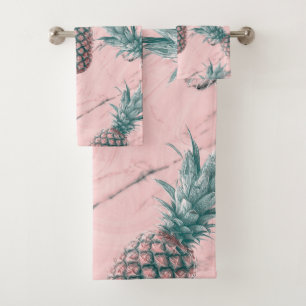 Ananas et marbre rose tourbillon chic tropical mod