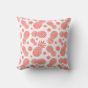 Ananas fleurs graphiques corail tropical coussin
